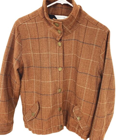 Christopher & Banks Tweed Bomber Jacket with Pockets Size L Window Pane Check - Picture 2 of 7